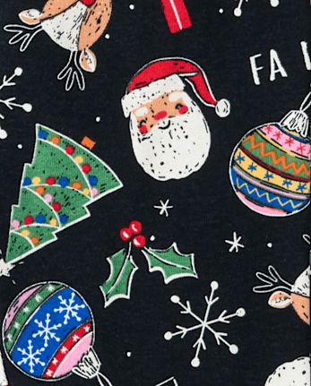 Pyjamas en coton ajustés pour enfants, assortis à la collection familiale Glow Tis' The Season - BLACK