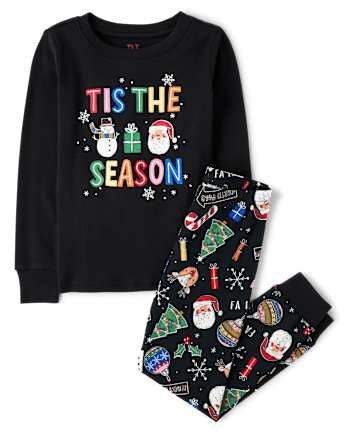 Kids Matching Family Glow Tis' The Season Snug Fit Cotton Pajamas