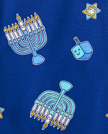 Kids Matching Family Glow Hanukkah Snug Fit Cotton Pajamas