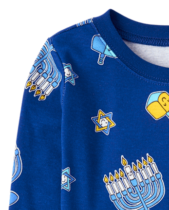 Kids Matching Family Glow Hanukkah Snug Fit Cotton Pajamas