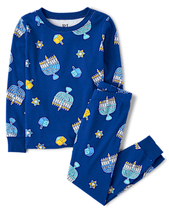 Kids Matching Family Glow Hanukkah Snug Fit Cotton Pajamas