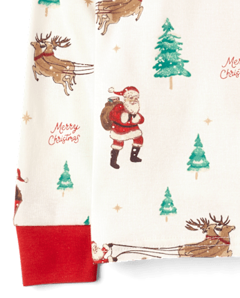 Kids Matching Family Santa Sleigh Snug Fit Cotton Pajamas