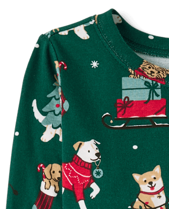 Kids Matching Family Christmas Dogs Snug Fit Cotton Pajamas