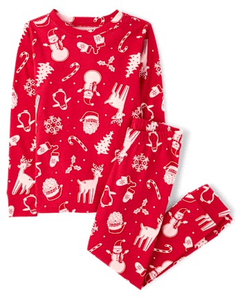 Kids Matching Family Christmas Icon Snug Fit Cotton Pajamas