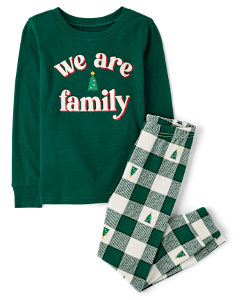 Kids Matching Family We Are Family Snug Fit Cotton Pajamas