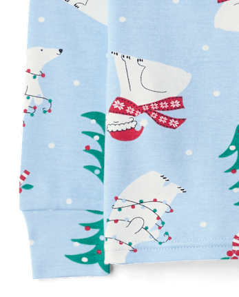 Kids Matching Family Christmas Polar Bear Snug Fit Cotton Pajamas