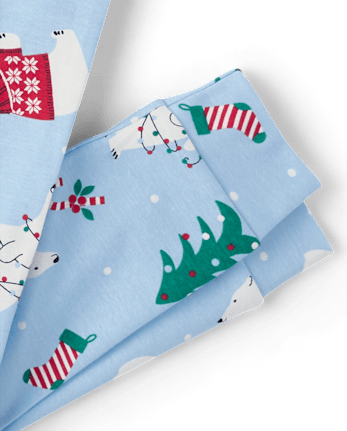 Kids Matching Family Christmas Polar Bear Snug Fit Cotton Pajamas