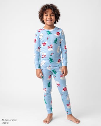 Pyjamas de Noël assortis pour enfants, motif ours polaire, en coton ajusté - WHIRLWIND