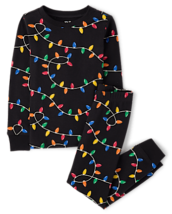 Kids Matching Family Christmas Lights Snug Fit Cotton Pajamas