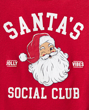 Girls Matching Family Santa's Social Club Snug Fit Cotton Pajamas