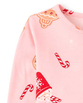 Girls Matching Family Gingerbread Snug Fit Cotton Henley Pajamas