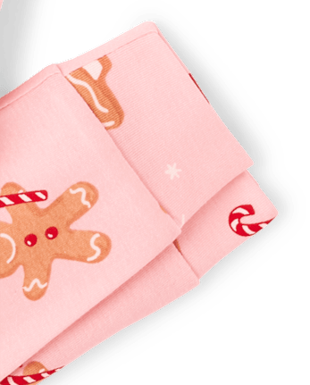 Girls Matching Family Gingerbread Snug Fit Cotton Henley Pajamas