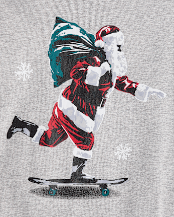 Boys Santa Skateboard Snug Fit Cotton Pajamas