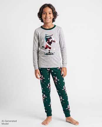 Boys Santa Skateboard Snug Fit Cotton Pajamas - SPRUCESHAD