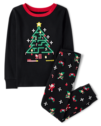 Boys Glow Christmas Video Game Snug Fit Cotton Pajamas