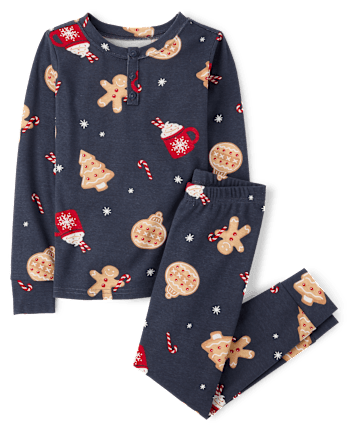 Boys Matching Family Gingerbread Snug Fit Cotton Henley Pajamas