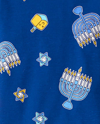 Baby And Toddler Matching Family Glow Hanukkah Snug Fit Cotton Pajamas