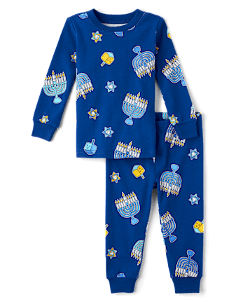 Baby And Toddler Matching Family Glow Hanukkah Snug Fit Cotton Pajamas