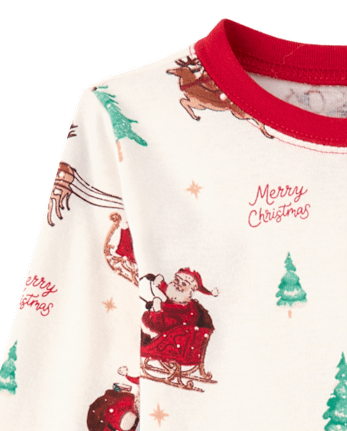 Baby And Toddler Matching Family Santa Sleigh Snug Fit Cotton Pajamas