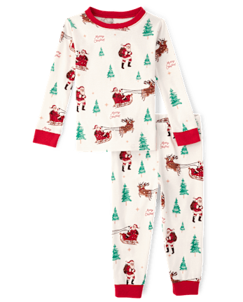 Baby And Toddler Matching Family Santa Sleigh Snug Fit Cotton Pajamas