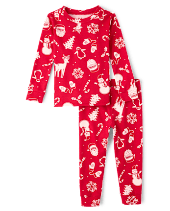 Baby And Toddler Matching Family Christmas Icon Snug Fit Cotton Pajamas