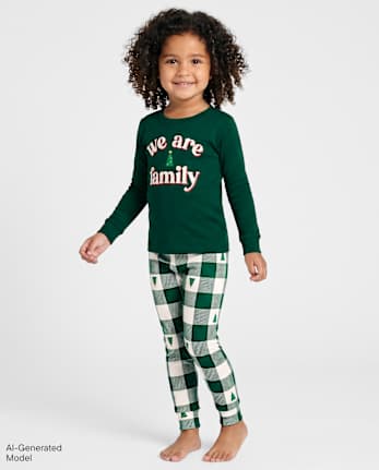 Baby And Toddler Matching Family We Are Family Snug Fit Cotton Pajamas - HALO WHITE