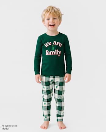 Pyjamas en coton ajustés assortis pour bébés et jeunes enfants « We Are Family » - HALO WHITE