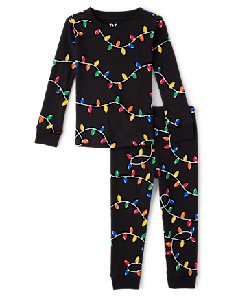 Baby And Toddler Matching Family Christmas Lights Snug Fit Cotton Pajamas