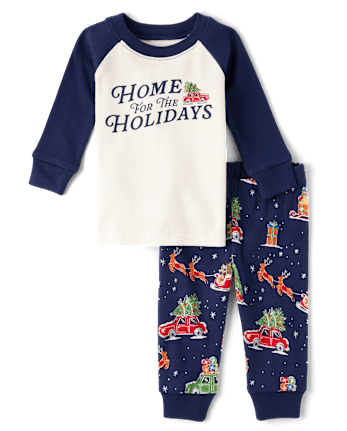 Baby And Toddler Matching Family Home For The Holidays Snug Fit Cotton Pajamas