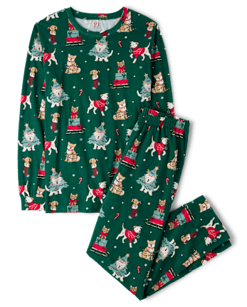 Adult Matching Family Christmas Dogs Cotton Pajamas