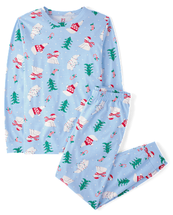Adult Matching Family Christmas Polar Bear Cotton Pajamas