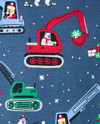 Baby And Toddler Boys Christmas Construction Vehicle Snug Fit Cotton Footed One Piece Pajamas - MYSTIC FALLS