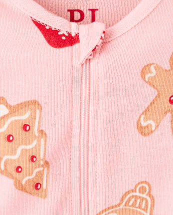 Baby And Toddler Girls Matching Family Gingerbread Snug Fit Cotton Footed One Piece Pajamas