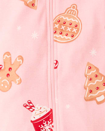 Baby And Toddler Girls Matching Family Gingerbread Snug Fit Cotton Footed One Piece Pajamas