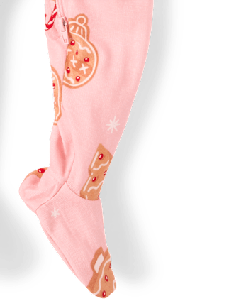 Baby And Toddler Girls Matching Family Gingerbread Snug Fit Cotton Footed One Piece Pajamas