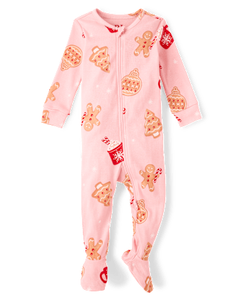 Baby And Toddler Girls Matching Family Gingerbread Snug Fit Cotton Footed One Piece Pajamas