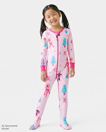 Baby Girls Mommy And Me Nutcracker Snug Fit Cotton Footed One Piece Pajamas - LILAC HAZE