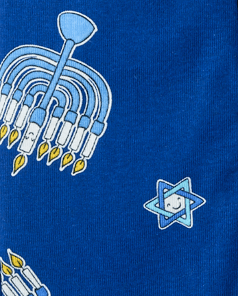 Baby And Toddler Matching Family Hanukkah Snug Fit Cotton Footed One Piece Pajamas - NAVY NARROWS