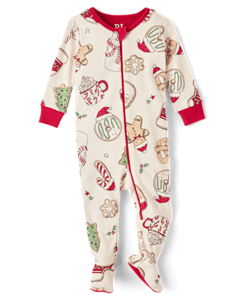 Baby And Toddler Matching Family Milk And Cookies Snug Fit Cotton Footed One Piece Pajamas