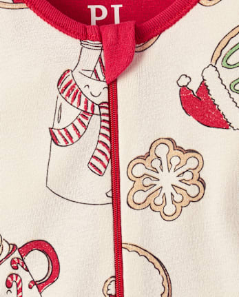 Baby And Toddler Matching Family Milk And Cookies Snug Fit Cotton Footed One Piece Pajamas