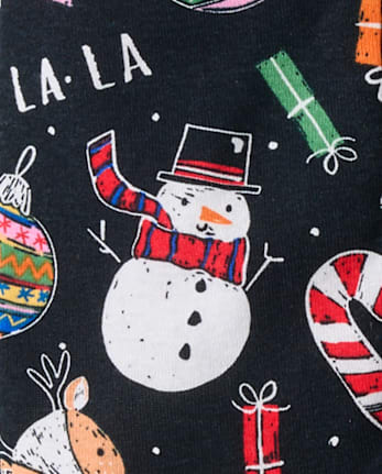 Baby And Toddler Matching Family Christmas Icon Snug Fit Cotton Footed One Piece Pajamas - BLACK