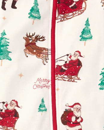 Baby And Toddler Matching Family Santa Sleigh Snug Fit Cotton Footed One Piece Pajamas