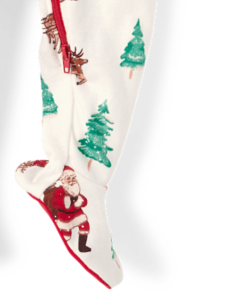 Baby And Toddler Matching Family Santa Sleigh Snug Fit Cotton Footed One Piece Pajamas