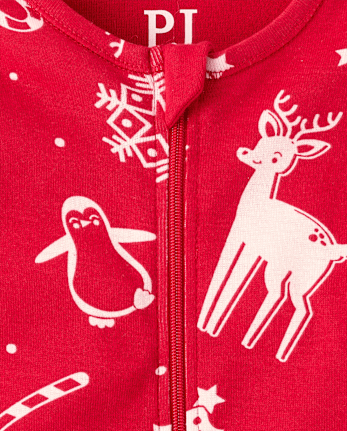 Baby And Toddler Matching Family Christmas Icon Snug Fit Cotton Footed One Piece Pajamas