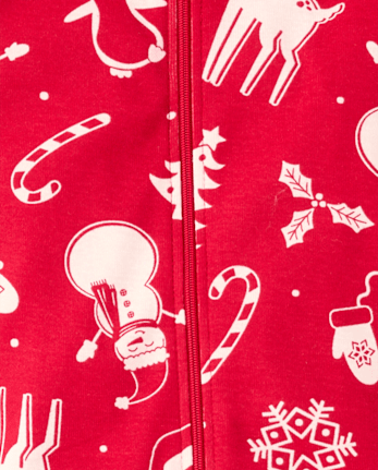 Baby And Toddler Matching Family Christmas Icon Snug Fit Cotton Footed One Piece Pajamas