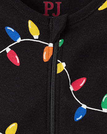 Baby And Toddler Matching Family Christmas Lights Snug Fit Cotton Footed One Piece Pajamas