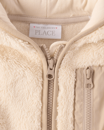 Toddler Girls Heavyweight Sherpa Zip Up Hoodie - FRAPPE