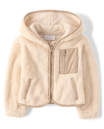 Toddler Girls Heavyweight Sherpa Zip Up Hoodie