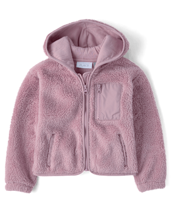 Toddler Girls Heavyweight Sherpa Zip Up Hoodie