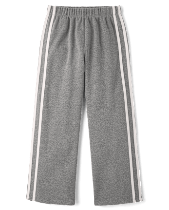 Girls Side Stripe Premium Fleece Wide Leg Sweatpants